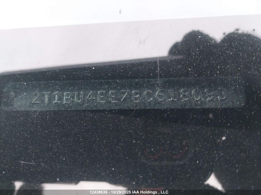2011 Toyota Corolla Ce VIN: 2T1BU4EE7BC618093 Lot: 12439636