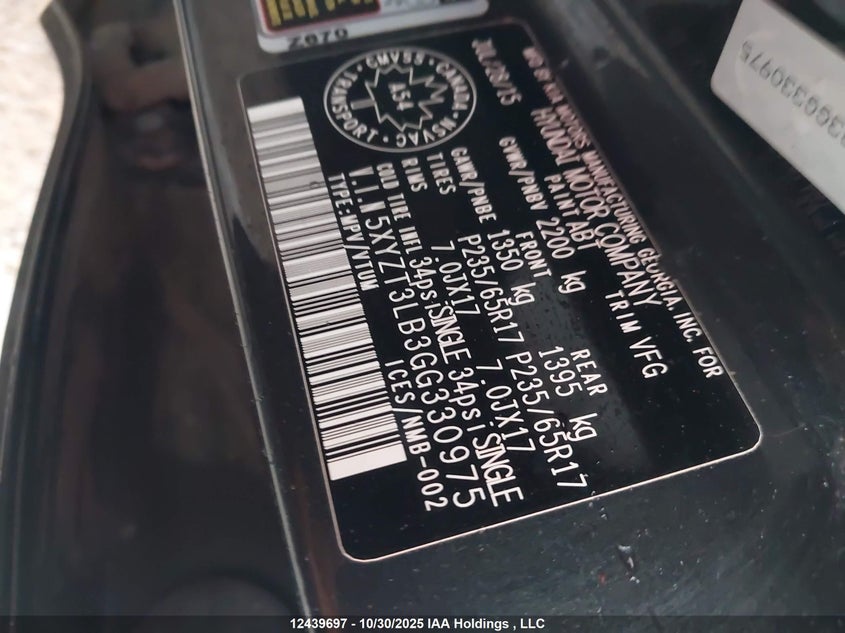 5XYZT3LB3GG330975 2016 HYUNDAI SANTA FE photo no. 9