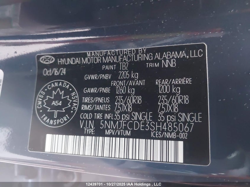 5NMJFCDE3SH485067 2025 HYUNDAI TUCSON photo no. 9
