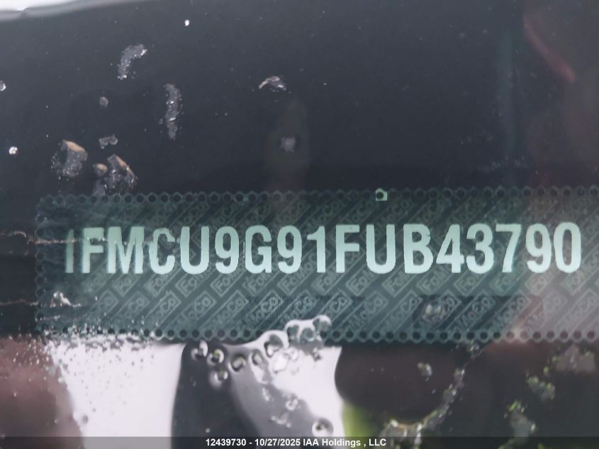 2015 Ford Escape Se VIN: 1FMCU9G91FUB43790 Lot: 12439730