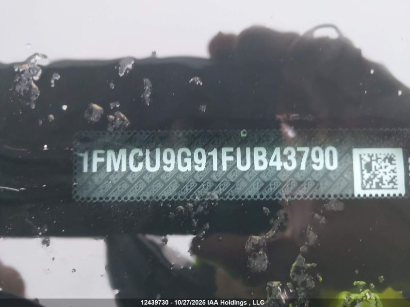 2015 Ford Escape Se VIN: 1FMCU9G91FUB43790 Lot: 12439730