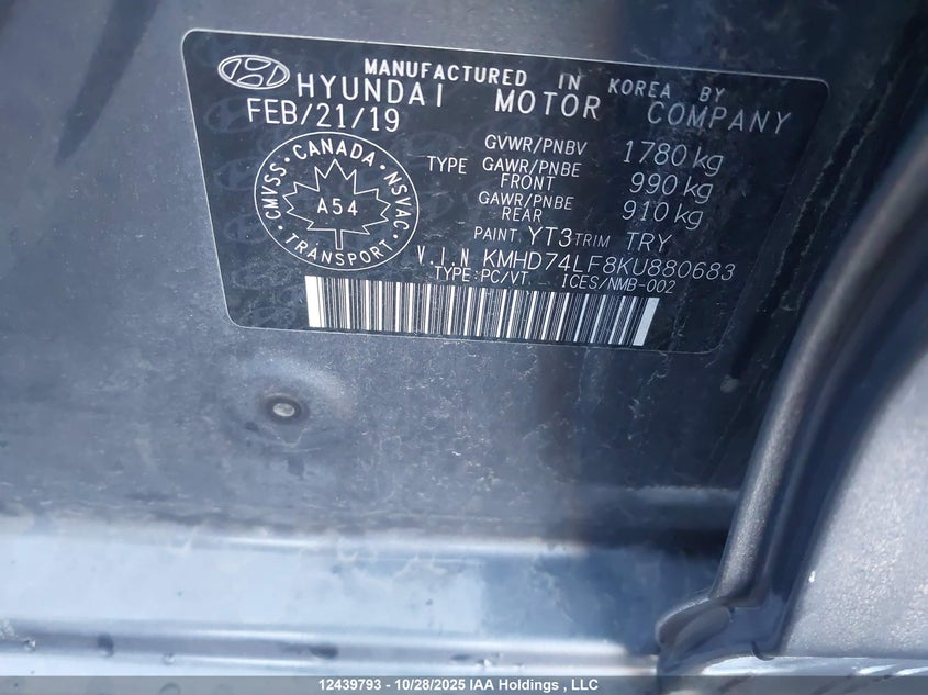 KMHD74LF8KU880683 2019 HYUNDAI ELANTRA photo no. 9