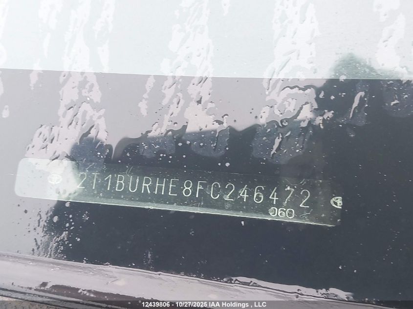 2015 Toyota Corolla S VIN: 2T1BURHE8FC246472 Lot: 12439806