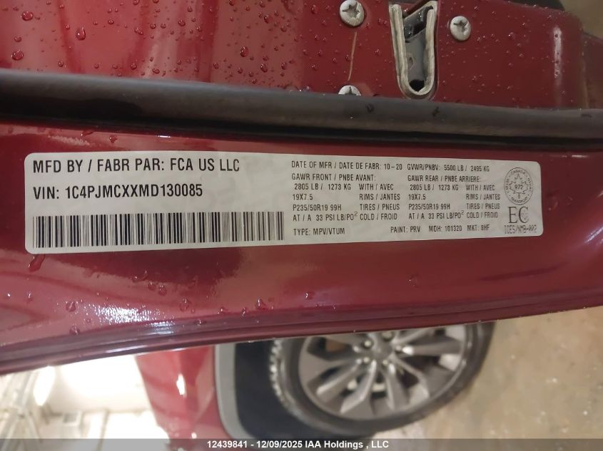 2021 Jeep Cherokee Latitude VIN: 1C4PJMCXXMD130085 Lot: 12439841