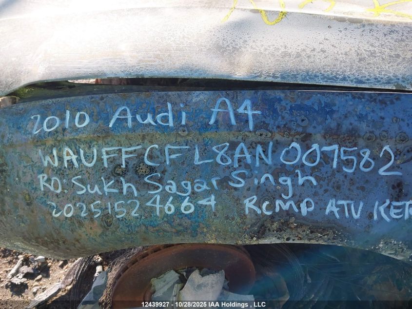 2010 Audi A4 2.0T Premium VIN: WAUFFCFL8AN007582 Lot: 12439927