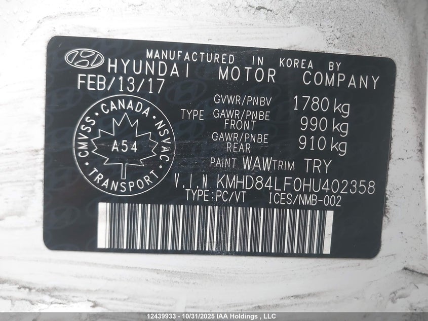 KMHD84LF0HU402358 2017 HYUNDAI ELANTRA photo no. 9