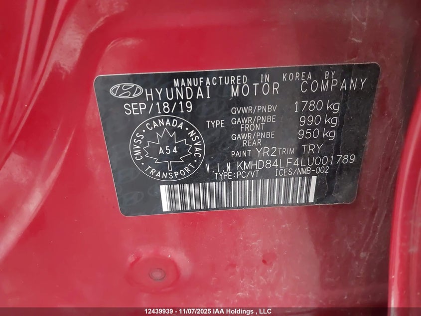 KMHD84LF4LU001789 2020 HYUNDAI ELANTRA photo no. 9