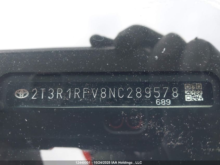 2022 Toyota Rav4 Xle VIN: 2T3R1RFV8NC289578 Lot: 12440001