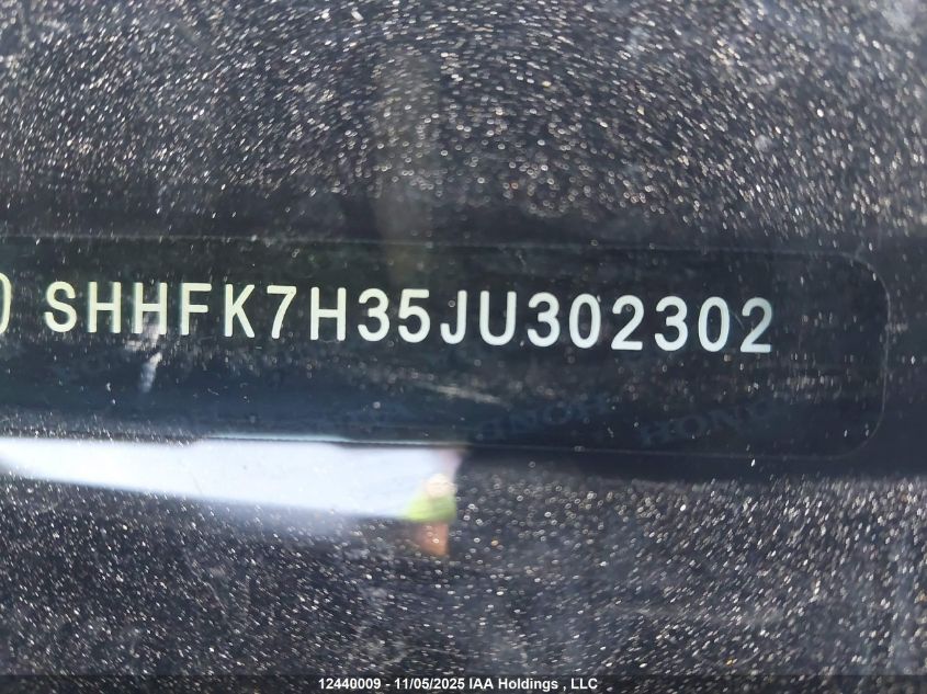 2018 Honda Civic Lx VIN: SHHFK7H35JU302302 Lot: 12440009