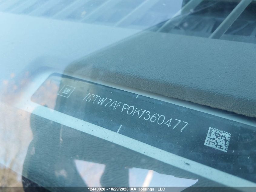 2019 GMC Savana G2500 VIN: 1GTW7AFP0K1360477 Lot: 12440028