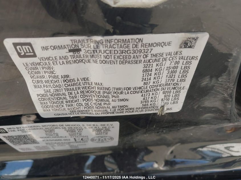 2024 GMC Sierra K1500 Elevation VIN: 3GTUUCED3RG309327 Lot: 12440071