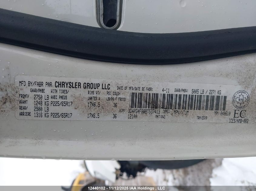 2011 Dodge Journey Express VIN: 3D4PG4FB8BT537413 Lot: 12440102