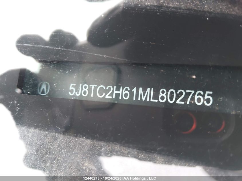 2021 Acura Rdx A-Spec VIN: 5J8TC2H61ML802765 Lot: 12440273