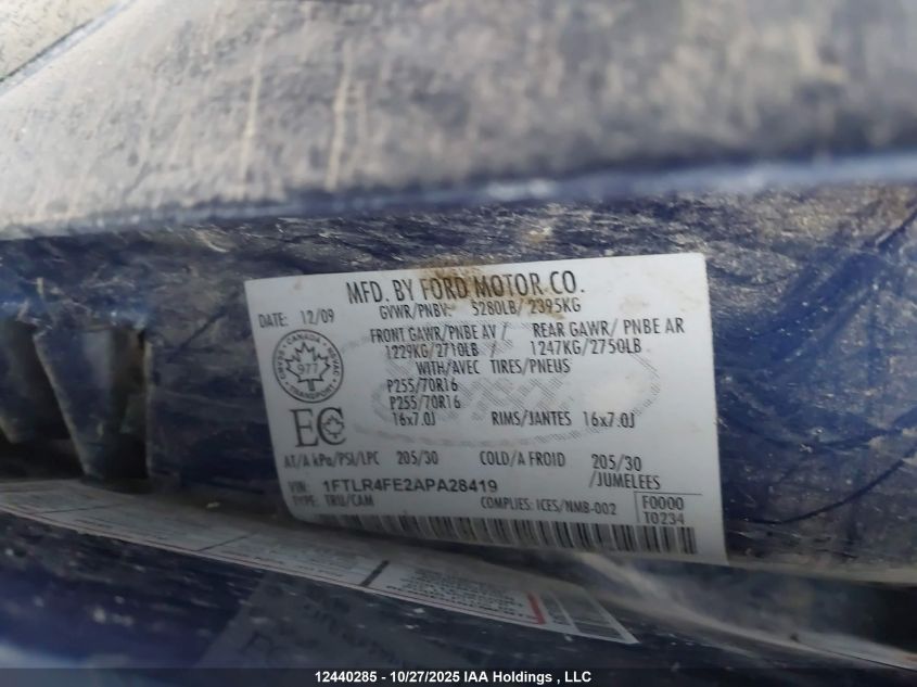 2010 Ford Ranger Super Cab VIN: 1FTLR4FE2APA28419 Lot: 12440285