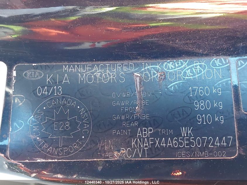 2014 Kia Forte VIN: KNAFX4A65E5072447 Lot: 12440340