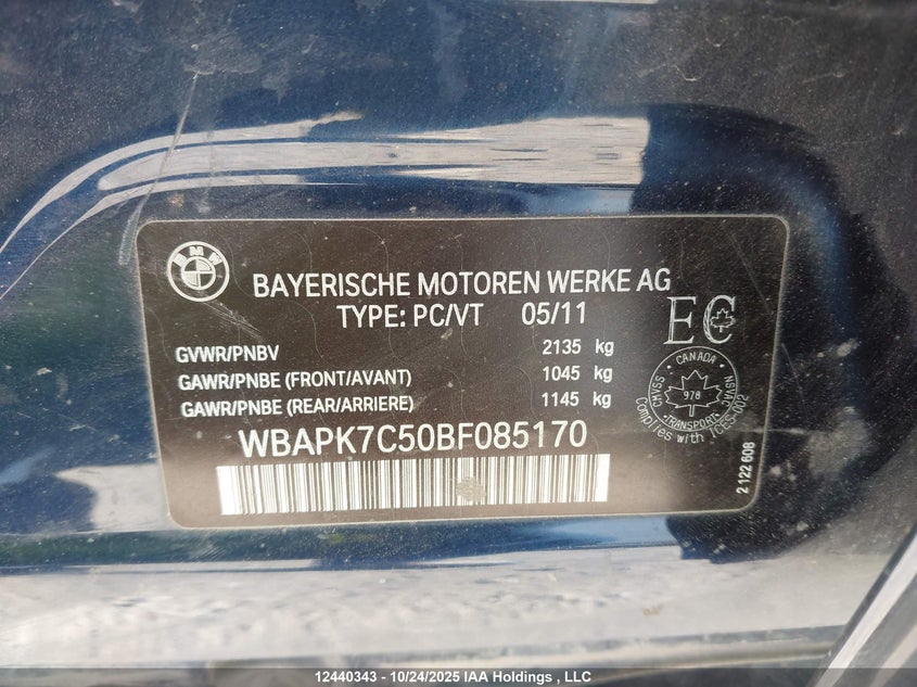 WBAPK7C50BF085170 2011 BMW 3ER photo no. 9