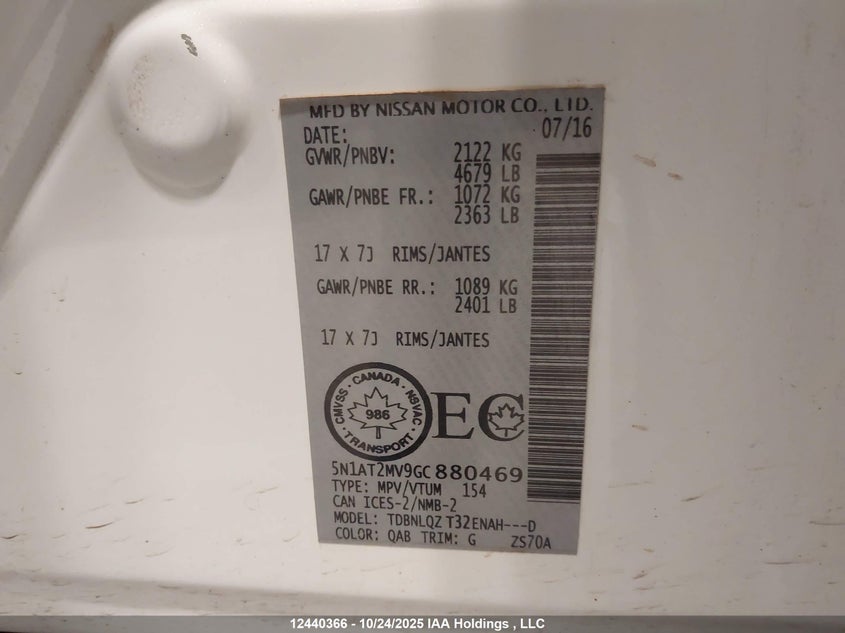 5N1AT2MV9GC880469 2016 NISSAN ROGUE photo no. 9