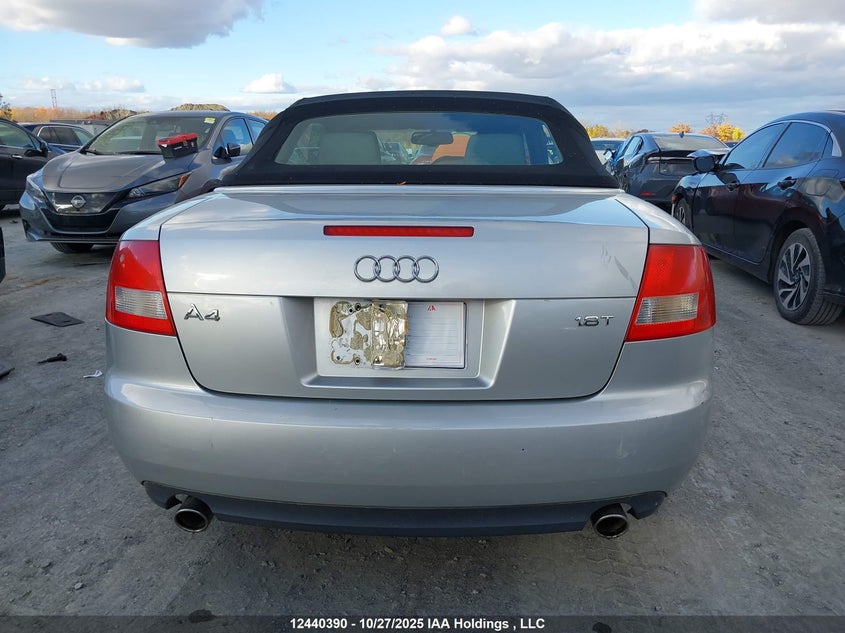 2006 Audi A4 1.8 Cabriolet VIN: WAUAC48H96K008363 Lot: 12440390