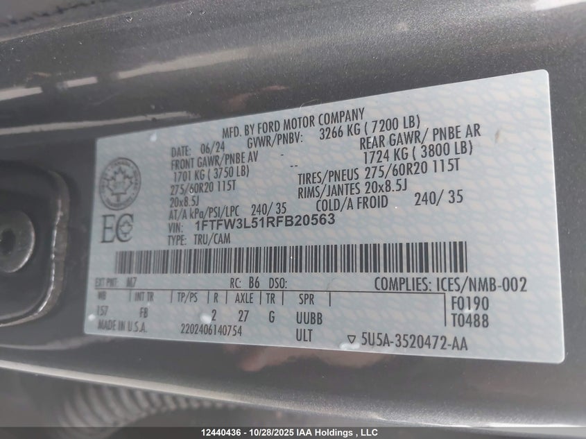 1FTFW3L51RFB20563 2024 FORD F-150 photo no. 9