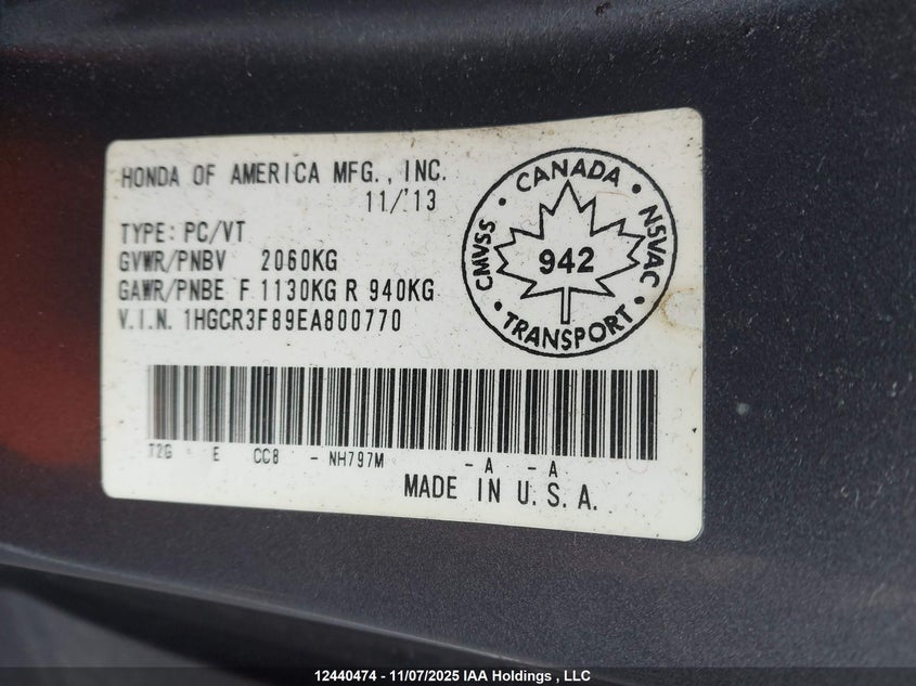 1HGCR3F89EA800770 2014 HONDA ACCORD photo no. 9