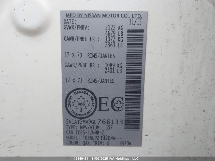 5N1AT2MV9GC766133 2016 NISSAN ROGUE photo no. 9