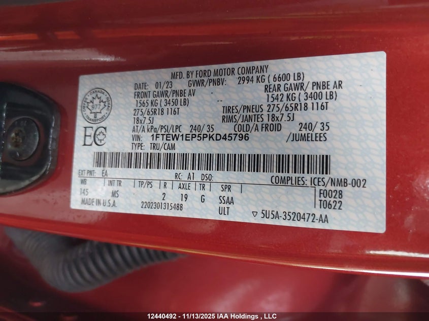 1FTEW1EP5PKD45796 2023 FORD F-150 photo no. 9