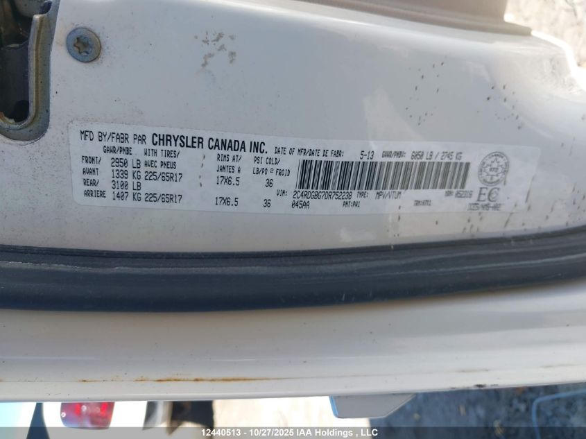 2013 Dodge Grand Caravan Se VIN: 2C4RDGBG7DR752238 Lot: 12440513