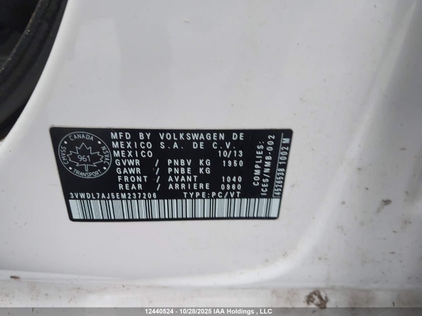 2014 Volkswagen Jetta Tdi VIN: 3VWDL7AJ5EM237206 Lot: 12440524