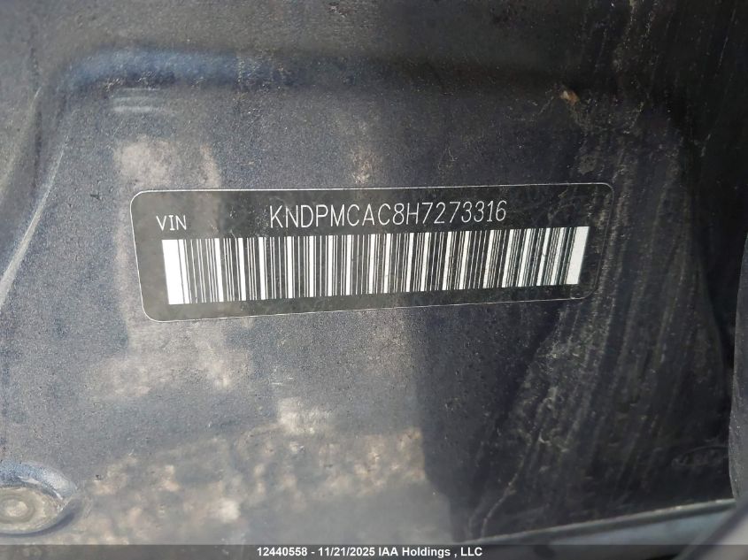 2017 Kia Sportage Lx VIN: KNDPMCAC8H7273316 Lot: 12440558