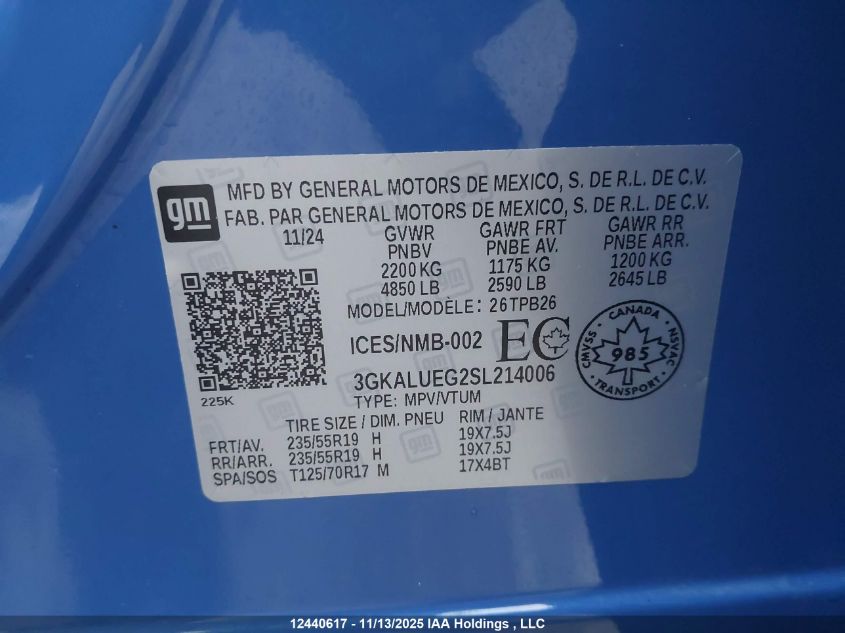 2025 GMC Terrain Elevation VIN: 3GKALUEG2SL214006 Lot: 12440617