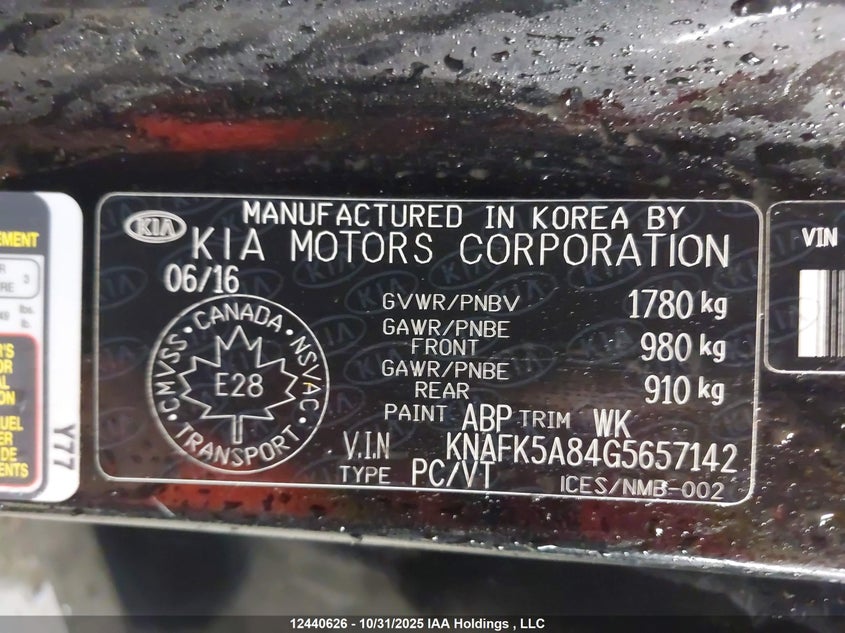 KNAFK5A84G5657142 2016 KIA FORTE photo no. 9