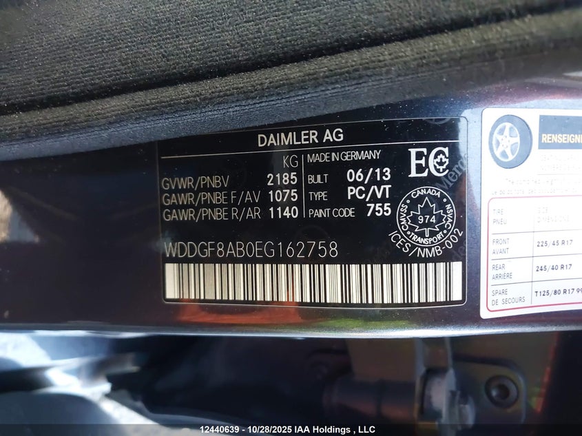 WDDGF8AB0EG162758 2014 MERCEDES-BENZ C-KLASSE photo no. 9