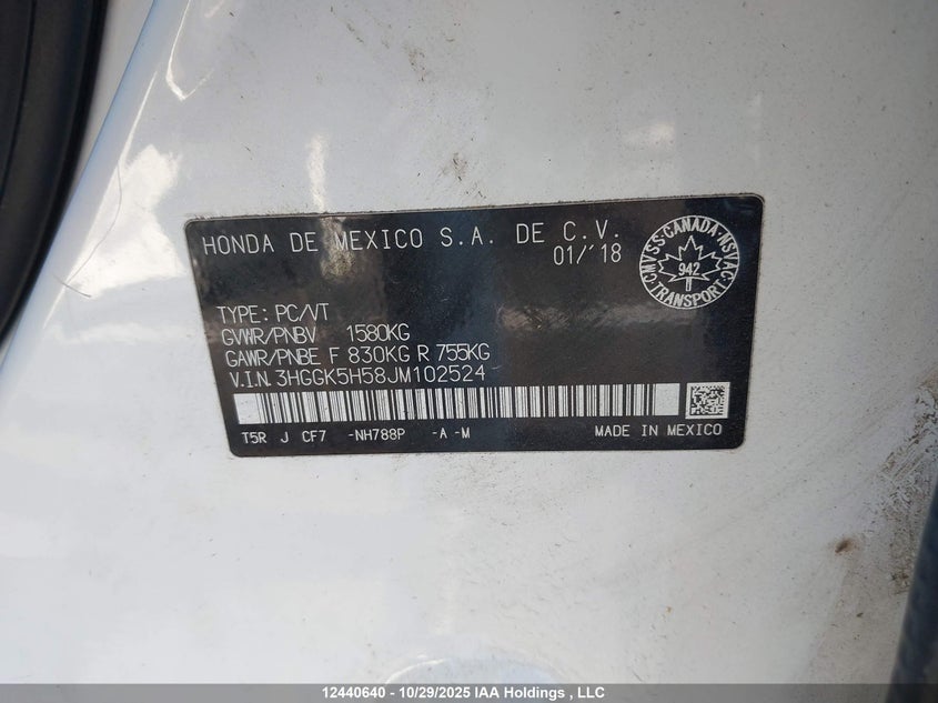 3HGGK5H58JM102524 2018 HONDA FIT photo no. 19