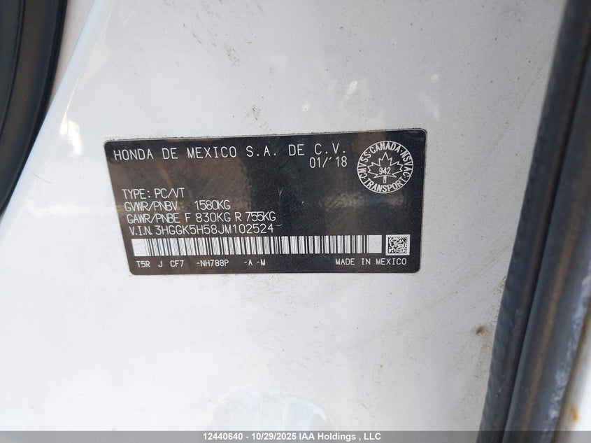 3HGGK5H58JM102524 2018 HONDA FIT photo no. 9