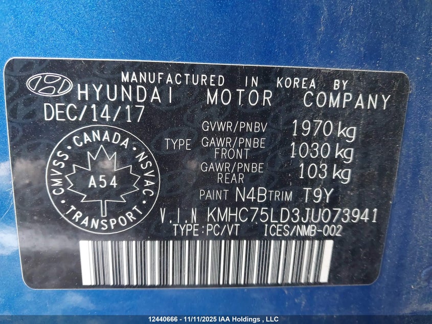 KMHC75LD3JU073941 2018 HYUNDAI IONIQ photo no. 9