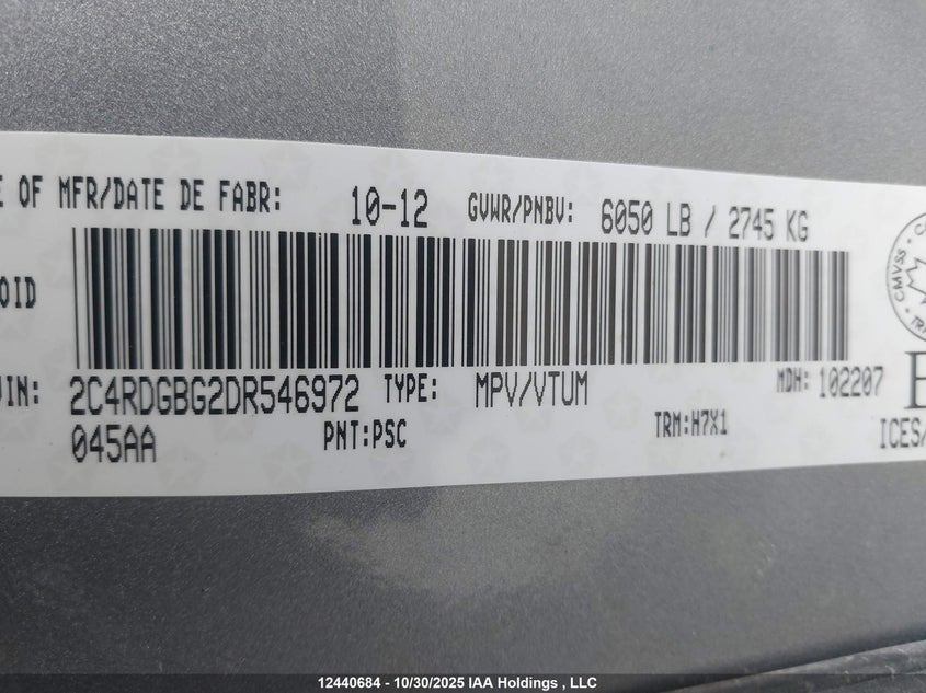2C4RDGBG2DR546972 2013 DODGE CARAVAN photo no. 9
