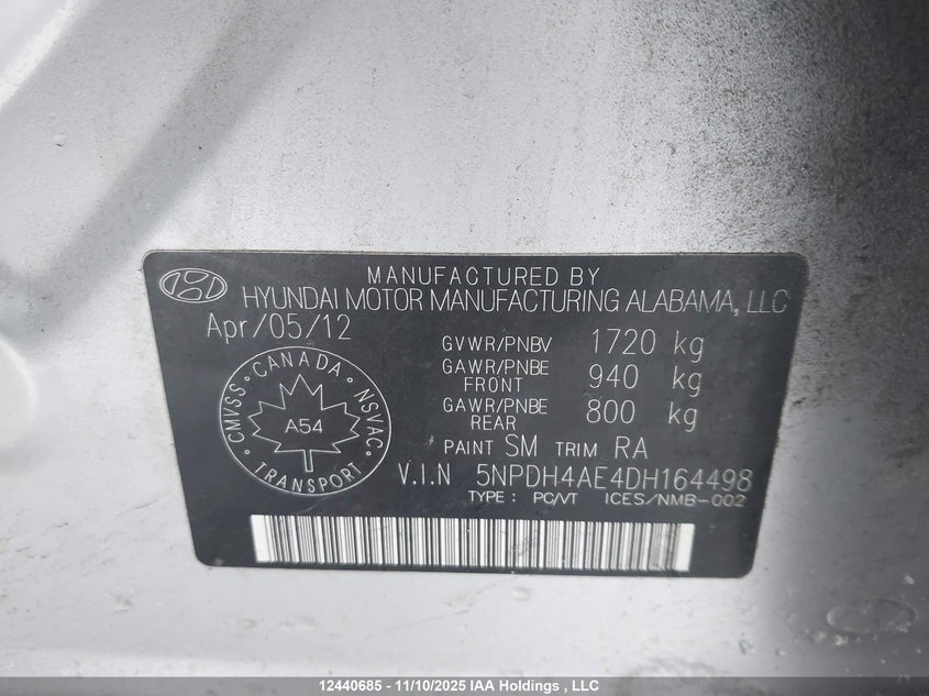 5NPDH4AE4DH164498 2013 HYUNDAI ELANTRA photo no. 9