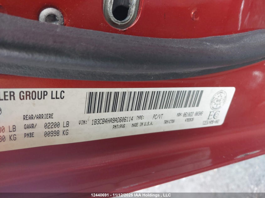 1B3CB4HA9AD606114 2010 DODGE CALIBER photo no. 9
