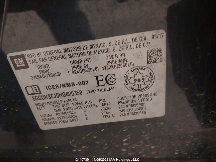 3GCUKSEJ0HG495350 2017 CHEVROLET SILVERADO photo no. 9