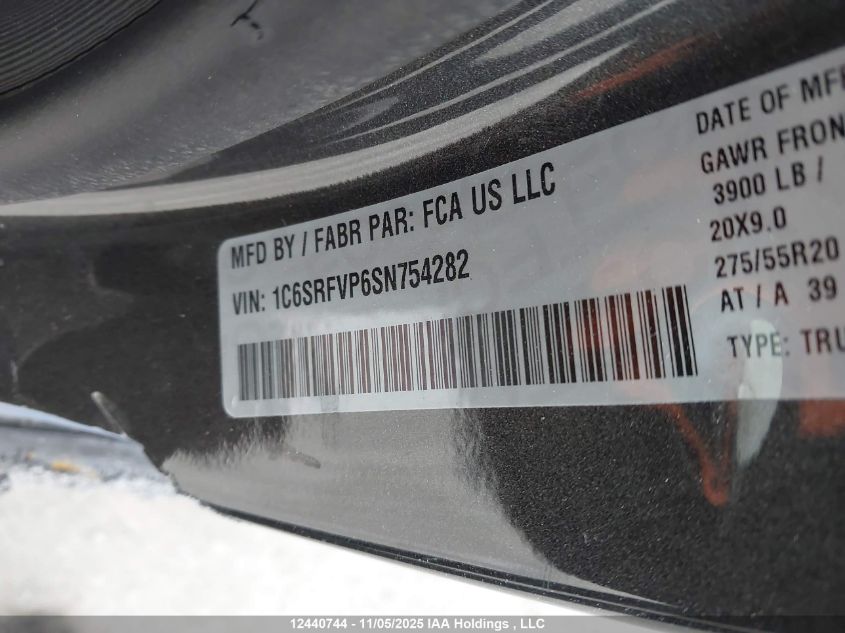 2025 Ram 1500 Sport VIN: 1C6SRFVP6SN754282 Lot: 12440744