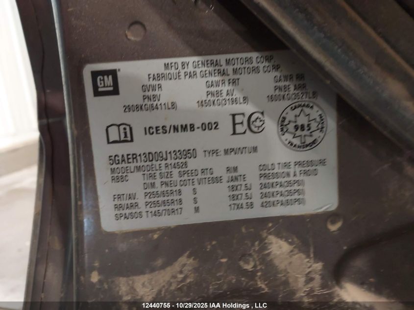 2009 Buick Enclave Cx VIN: 5GAER13D09J133950 Lot: 12440755