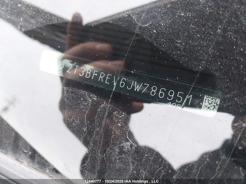 2018 Toyota Rav4 Le VIN: 2T3BFREV6JW786951 Lot: 12440777