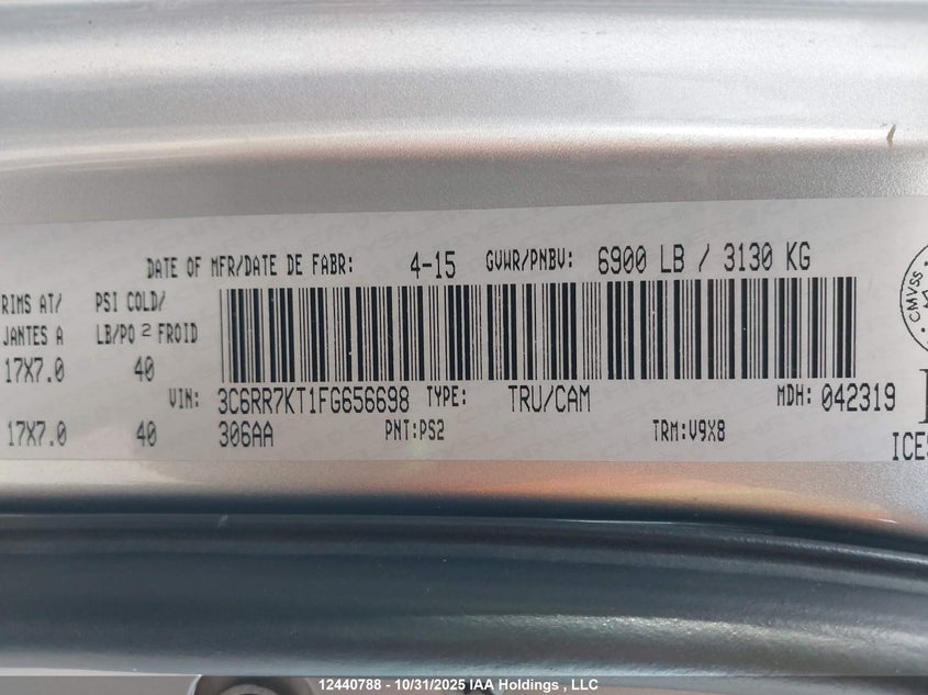 3C6RR7KT1FG656698 2015 RAM 1500 photo no. 9