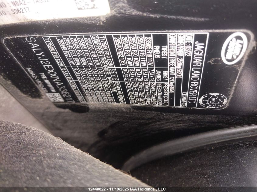 2022 Land Rover Range Rover Velar S VIN: SALYJ2EXXNA336217 Lot: 12440822