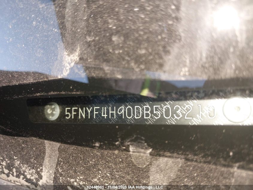 2013 Honda Pilot Touring VIN: 5FNYF4H90DB503210 Lot: 12440981