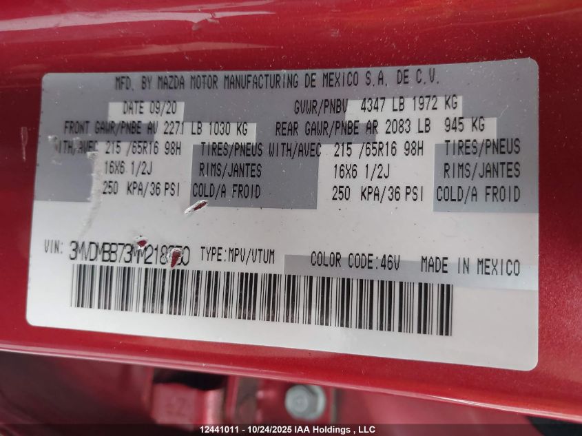 2021 Mazda Cx-30 Gx VIN: 3MVDMBB73MM218950 Lot: 12441011