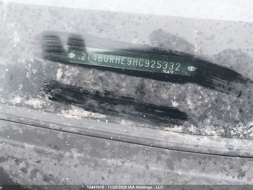 2017 Toyota Corolla L/Le/Xle/Se/Xse VIN: 2T1BURHE9HC925332 Lot: 12441078