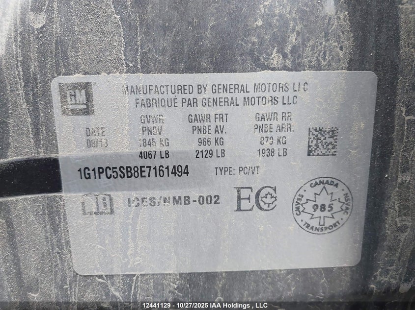 1G1PC5SB8E7161494 2014 CHEVROLET CRUZE photo no. 9
