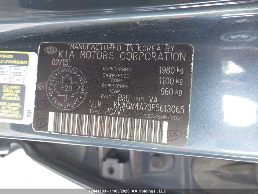 KNAGM4A73F5613065 2015 KIA OPTIMA photo no. 9