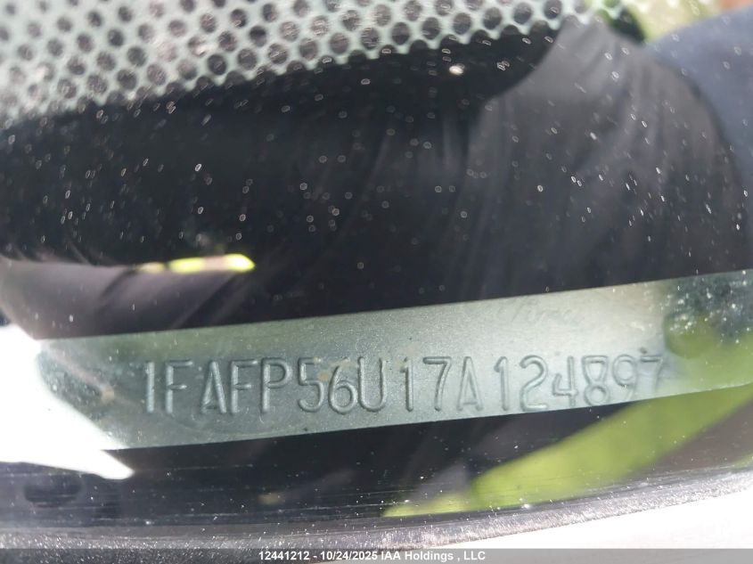 2007 Ford Taurus Sel VIN: 1FAFP56U17A124897 Lot: 12441212